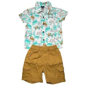 Little Rebels Toddler Boys 3T Construction Shirt and Cargo Shorts Outfit Set